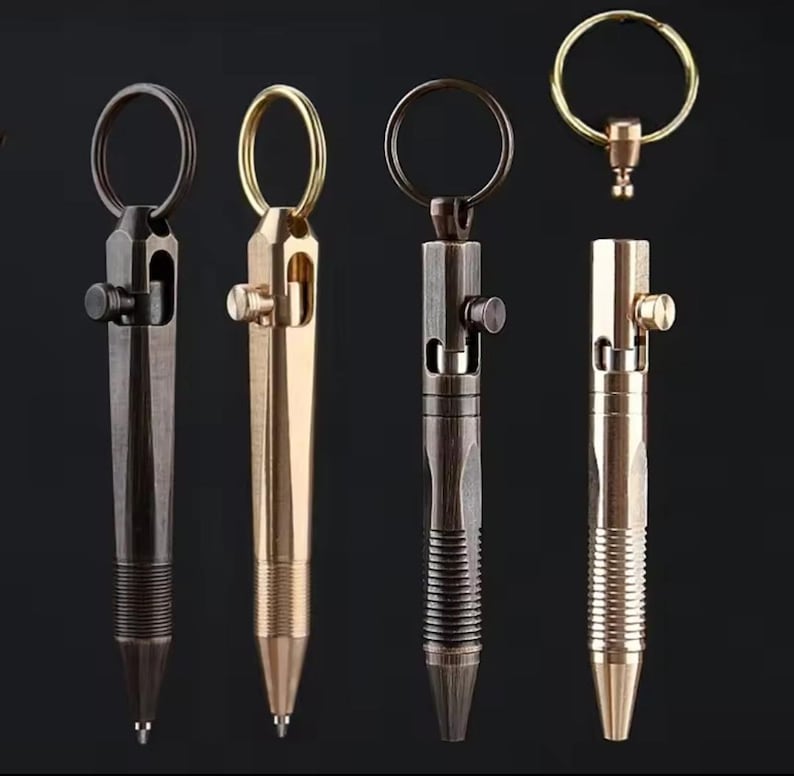 1pc Mini Metal Ballpoint Pen, Portable Ballpoint Pen, 0.5mm Black Ink Pen, Writing Pen, Detachable keychain pendant Pen, Pen Supply